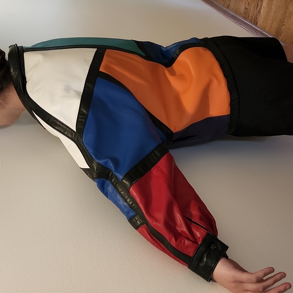 Multi-color leather jacket, size medium - Picture 3 of 8